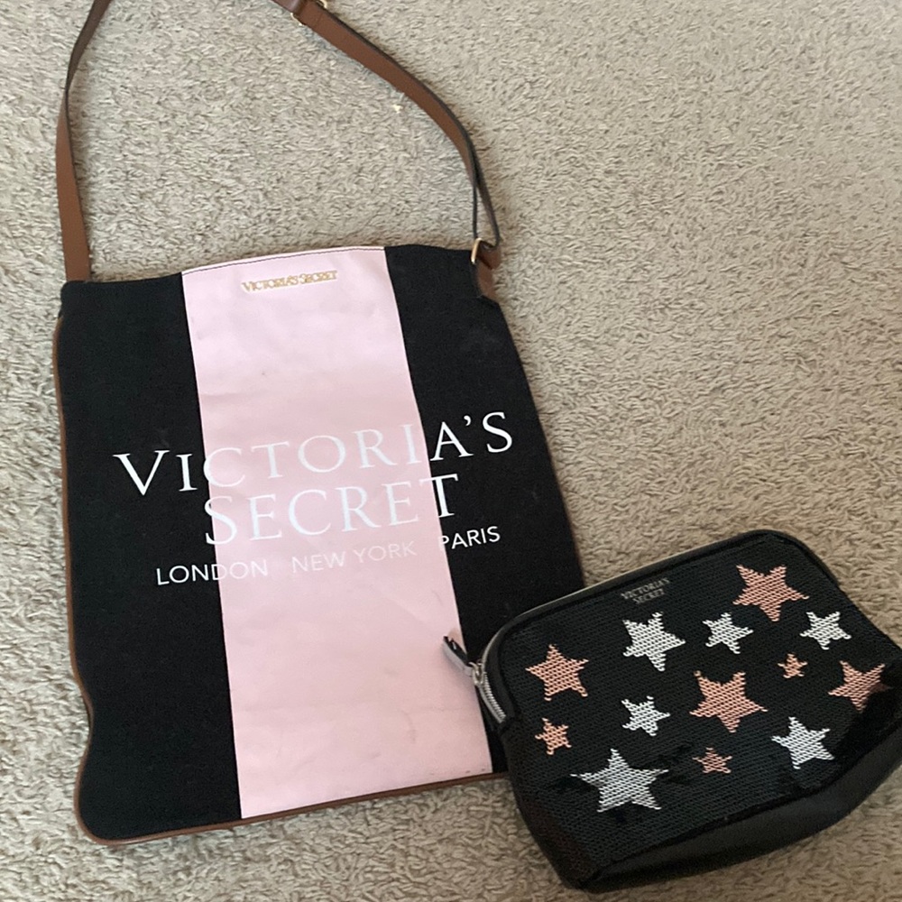 Victoria secret tote bag/ bag/ purse and Victoria secret makeup zip up bag.
